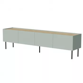 Móvel TV cama meble FELLINI 200x40x52 cm, estrutura verde-oliva com acabamento de carvalho oleado