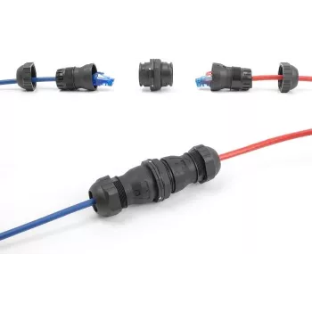 DeLOCK 67044 Acoplador de cabo impermeável IP68 RJ45 fêmea para fêmea Cat.6A, preto
