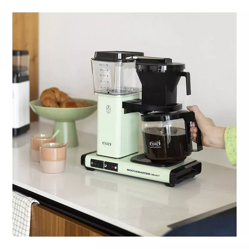 Máquina de café de filtro MOCCAMASTER KBG Select — depósito de água de 1,25 l, capacidade para 10 chávenas, aço inoxidável, verde pastel