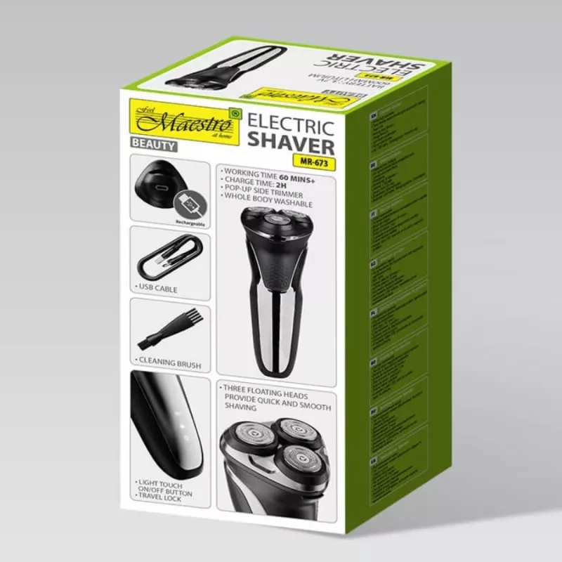 Máquina de barbear elétrica Maestro MR-673 USB