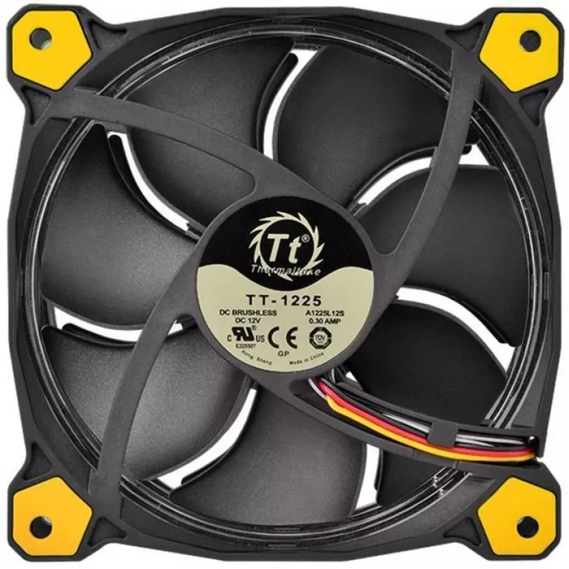 Ventoinha de caixa Thermaltake Riing 14 LED 140mm preto/amarelo
