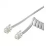 Wentronic Goobay Cabo espiral para auscultador de telefone CCA (alumínio revestido a cobre), branco, 4 m – ficha RJ10 (4P4C) para ficha RJ10 (4P4C) (68601)
