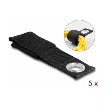 Fita de velcro resistente DeLOCK C 260 x L 38 mm preto 5 unid.
