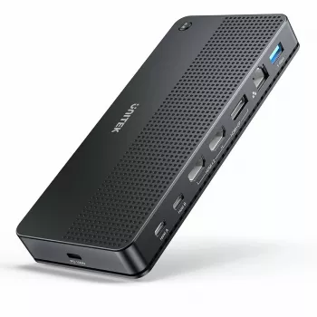 Docking station UNITEK D1103A01 USB4 com fio preto 100W Power Delivery