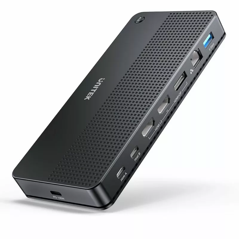 Docking station UNITEK D1103A01 USB4 com fio preto 100W Power Delivery