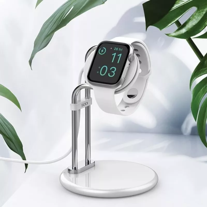 Suporte de carregamento para Apple Watch SAW-300 indutivo prateado