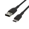 Cabo entrançado USB-C USB-A 2 m preto