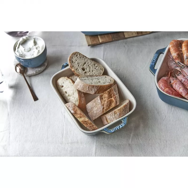 Staub 40508-172-0 conjunto de formas de cerâmica retangulares para forno, 3 peças, Antique Turquoise