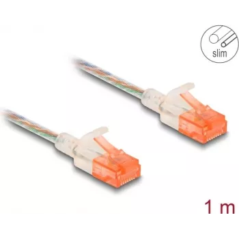 Cabo de rede DeLOCK RJ45 Cat.6A U/UTP fino 1 m transparente