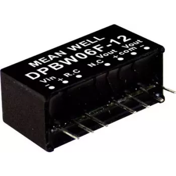 Fonte de alimentação AC/DC MEAN WELL DPBW06G-15, entrada 18–75 V, saída 15 V, 6 W