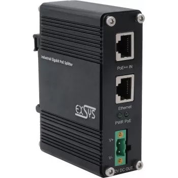 Splitter Ethernet PoE++ industrial Exsys 802.3at 12VDC/36W 10/100/1000Mbps - Switch - 1 Gbps