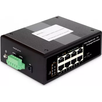 Comutador de rede Digitus 7 portas Gigabit Ethernet PoE, industrial, não gerido, 1 porta PD