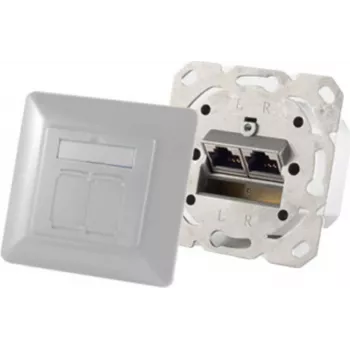 Tomada de rede 2 x RJ-45 ShiverPeaks 74280-PW — Cat6a, 500 MHz, branco pérola, caixa metálica