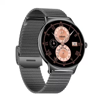 Smartwatch Colmi V89 aço preto com medidor de frequência cardíaca, à prova de água