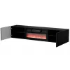 Móvel RTV Cama TULA 183x35x37 preto mate + lareira preta