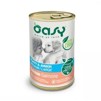 Oasy One Protein Puppy & Junior M/L salmão 400g