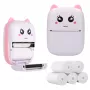 Impressora térmica de recibos Extralink EPP-001 rosa com 5 rolos de papel térmico em branco