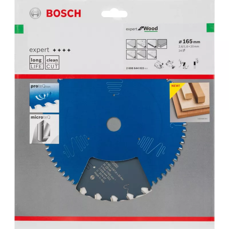 Bosch Expert for Wood 2608644022 lâmina de serra circular, 165 mm, 24 dentes, furo de 20 mm
