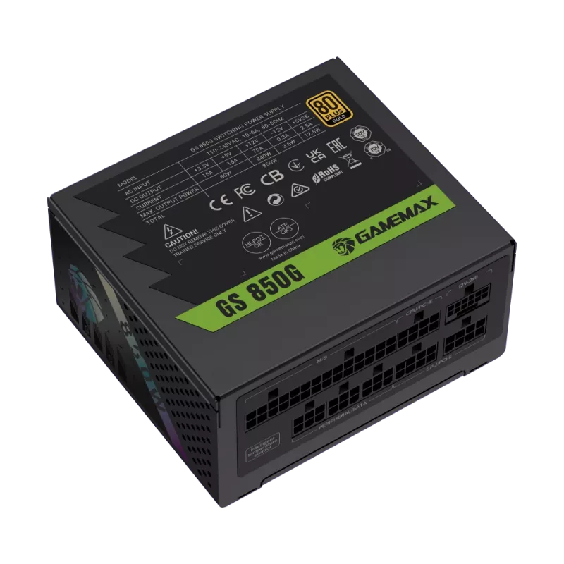 Fonte de alimentação Gamemax, 80 PLUS, Gold | GS 850G | 850 W