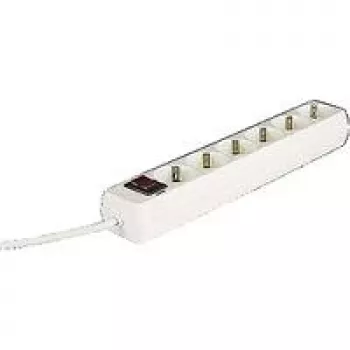 Hama 00030384 Extensão de 6 tomadas com interruptor, tomadas de 45 graus, 1,4 m, branco
