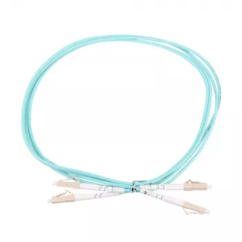 Cabo de patch LC/UPC-LC/UPC Duplex 5 m — Extralink OM3 Multimodo, 3 mm FTTH, Aqua