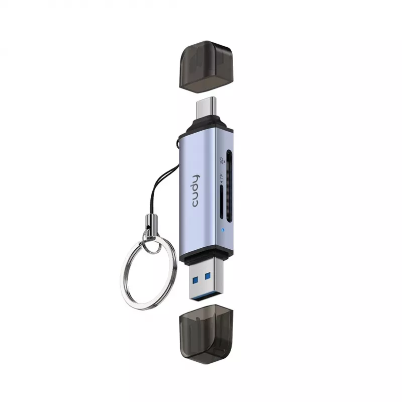 Leitor de cartões CUDY UH200 2-em-1 USB 3.0