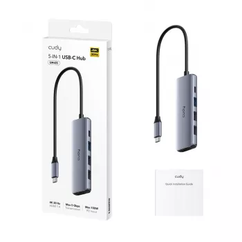 CUDY UH405 Hub USB-C 5-IN-1 com HDMI 4K