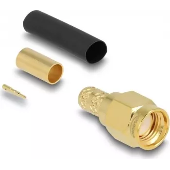 Ficha de crimpagem SMA coaxial DELOCK para cabo LMR200 com tubo termorretrátil