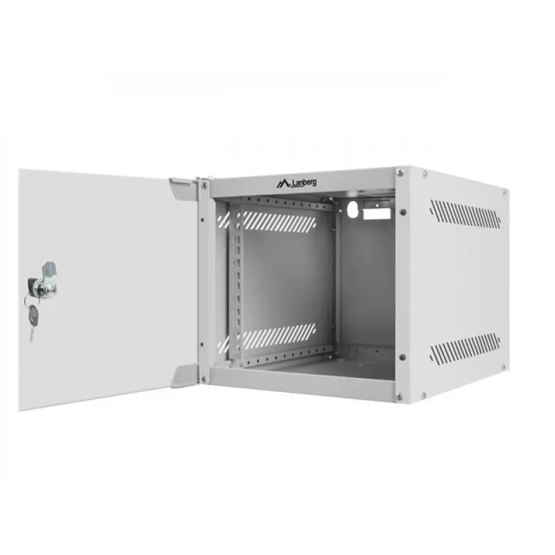 Lanberg WF10-2304-10S armário rack de parede de 10" 4U, 280×310 mm, porta de vidro, 20 kg, cinzento (RAL 7035)