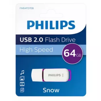 Pen USB Philips FM64FD70B 64 GB USB Type-A 2.0 Roxo, Branco