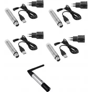 Conjunto sem fios DMX EUROLITE QuickDMX transmissor 1x + recetor com pilha 4x (MPN 20000901)