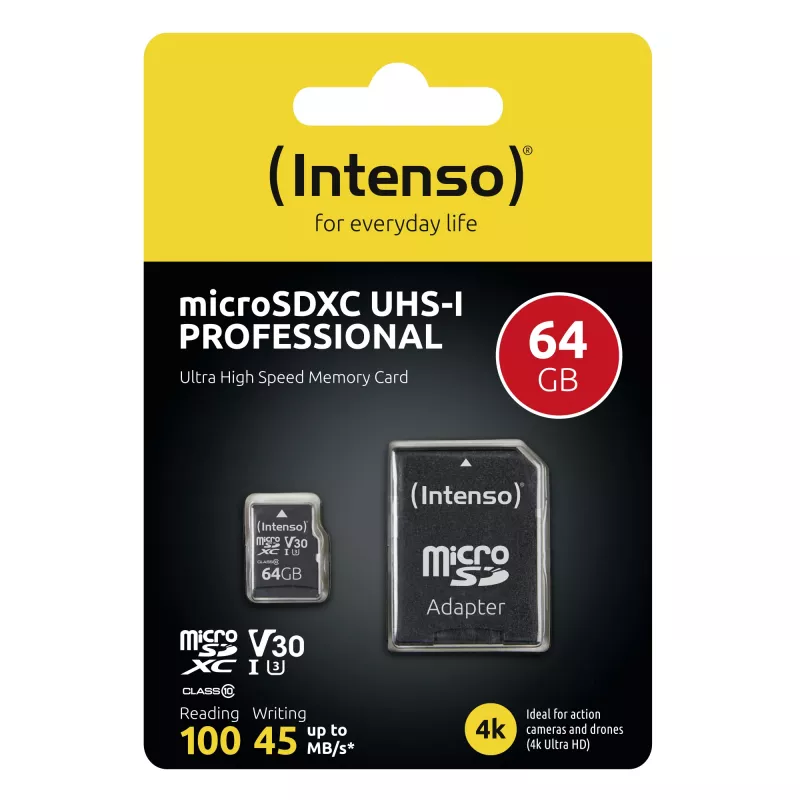 Cartão de memória Intenso 64 GB MicroSDXC UHS-I Class 10 3433490