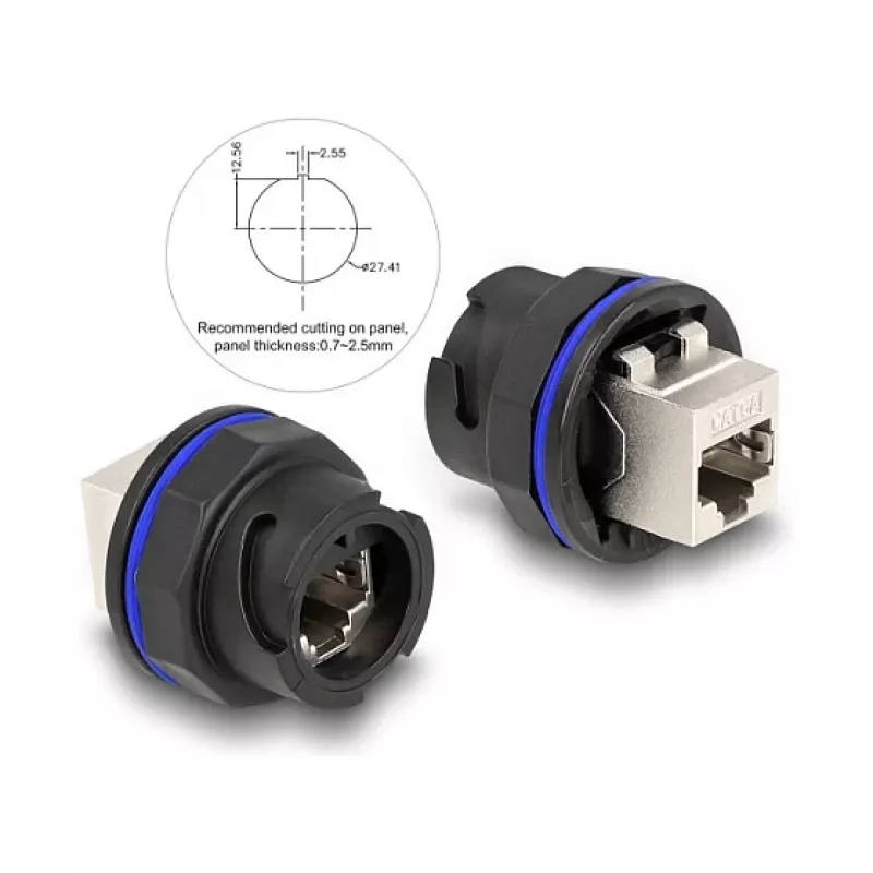 DeLOCK 67048 Tomada embutida / acoplador RJ45 Cat.6A, preto