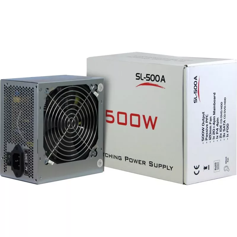 Fonte de alimentação Inter-Tech SL-500W(A) 500W ATX não modular