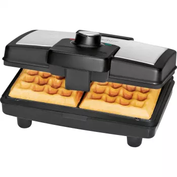 Máquina de waffles Clatronic WA 3606 para 2 waffles preto, aço inoxidável 800 W
