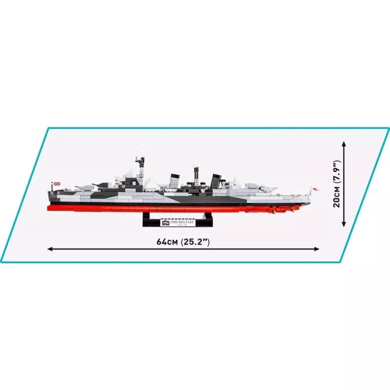 Brinquedo de construção Cobi HMS Belfast modelo à escala 1:300 COBI-4844, construção de exposição do histórico cruzador ligeiro da Royal Navy