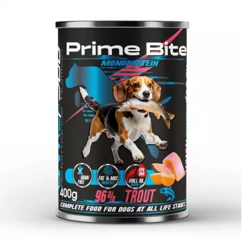 PRIME BITE monoproteico truta com batata-doce - comida húmida para cães - 400g