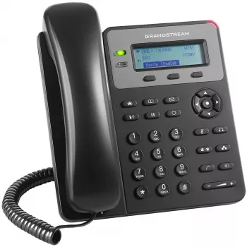 Telefone DECT Grandstream GXP1610 — preto, LCD 132×48 px, Headset (RJ-9), 1 auscultador, Agenda 500, Mãos livres