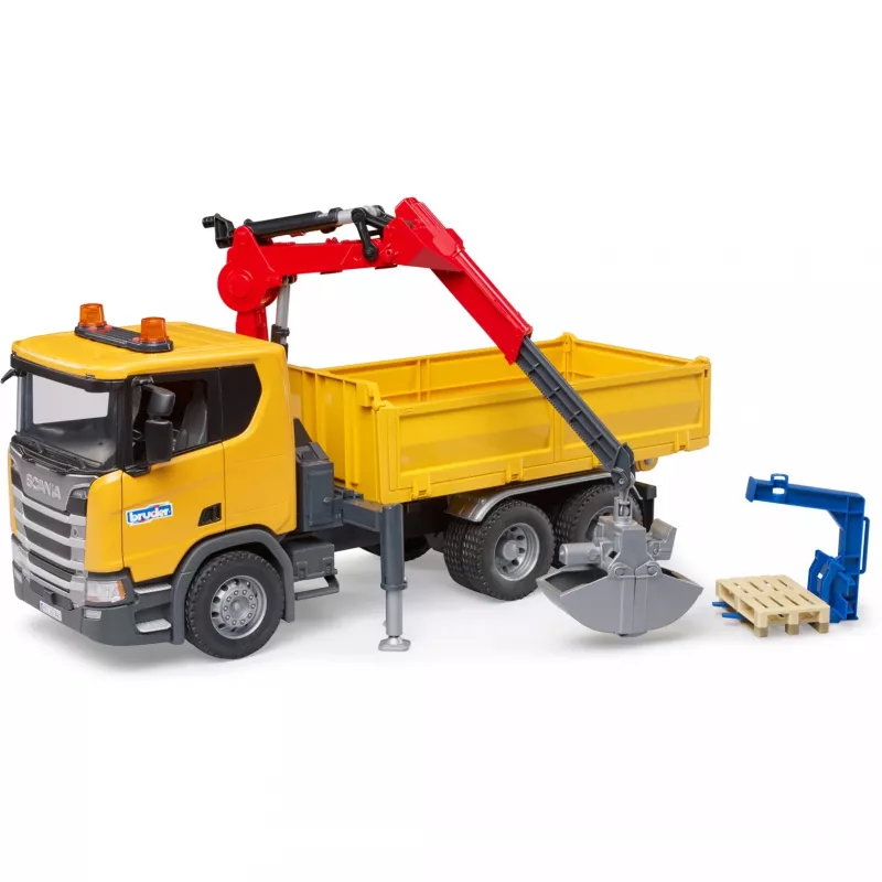 Camião de construção de brincar BRUDER Scania Super 560R com grua e 2 paletes