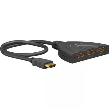 Caixa de comutação HDMI 3 para 1 (4K @ 60Hz), comutador HDMI (preto, cabo de 55cm)