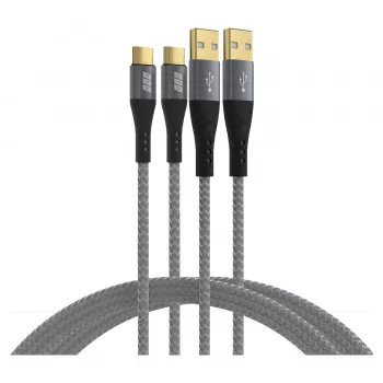Conjunto de cabos USB-A para USB-C EFB Elektronik 60W QC 3A 2x2m - Digital/Dados (USB-AC-00007)