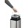 Balde do lixo Durable NO TOUCH 6L retangular aço inoxidável prateado preto