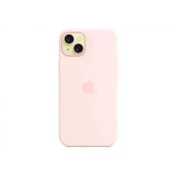 Capa de silicone com MagSafe para iPhone 15 Plus – Rosa-claro