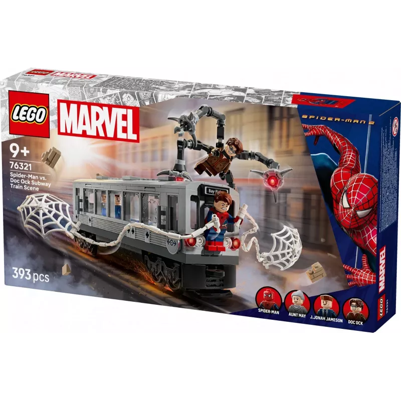 LEGO Marvel Super Heroes 76321 Spider-Man Doc Ock Subway Showdown brinquedo de construção, 393 peças, 4 minifiguras, idade 9+
