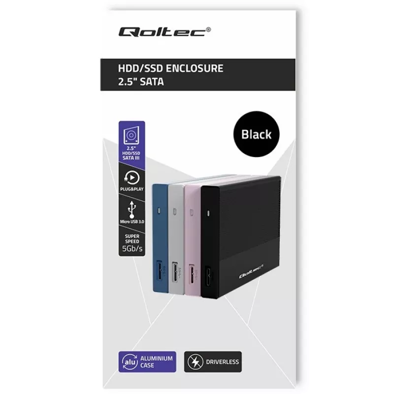 Caixa para SSD/HDD SATA de 2,5 polegadas QOLTEC 52277 USB 3.0