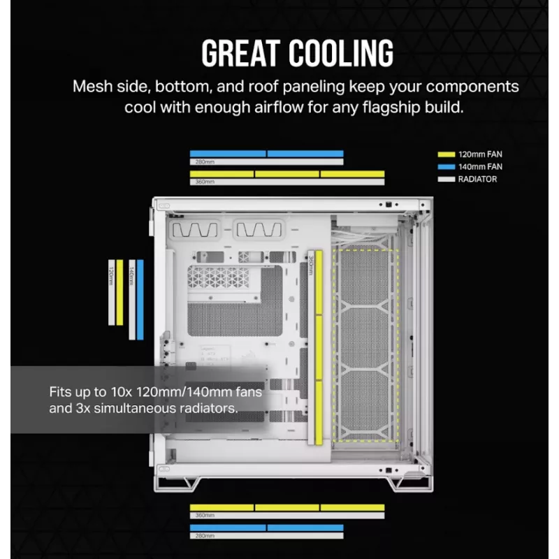Caixa de computador Corsair CC-9011285-WW midi-tower cinzento, branco