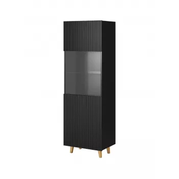 Armário vitrina Cama Meble PAFOS 60x40x182 cm preto mate — armário de parede com base