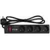 Régua de tomadas com proteção contra sobretensão EATON Power Strip 4 FR — 4 tomadas Type-E, cabo de 1 m, 10 A, 2500 W, indicadores LED