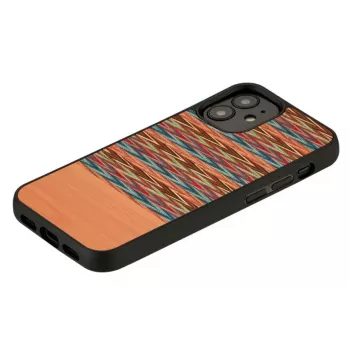 Capa para telemóvel man and wood para iPhone 12 mini – padrão xadrez castanho com contorno preto