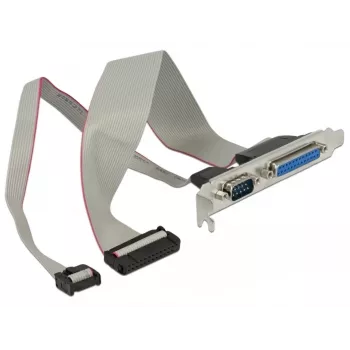 Delock 85644 Suporte de slot, 1x paralelo DB25 + 1x série DB9 para IDC, pinagem rodada